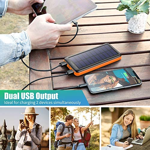 Pxwaxpy Solar Power Bank 26800mAh, Solar Charger 【Type C & Micro USB Input】 High Capacity Portable Charger Fast Charge External Battery Pack with 2 Outputs Compatible for Smartphones, Tablets and More - Image 7