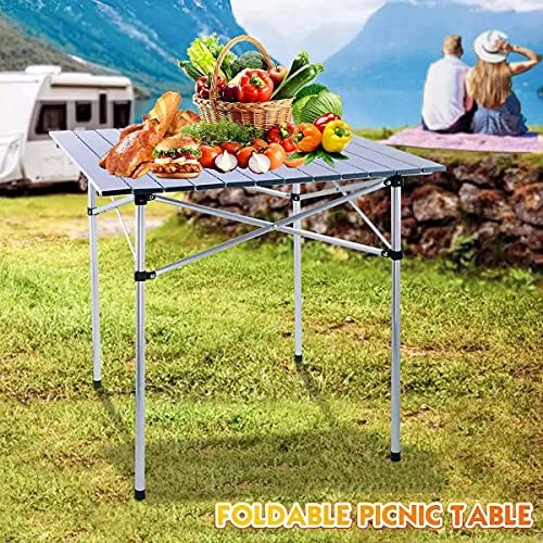 tonchean Folding Camping Table Roll Up Aluminium Camping Table 2.3 x 2.3ft Lightweight Picnic Table Foldable Metal Table with Carry Bag for Garden BBQ Party Outdoor Cooking Beach Hiking Fishing - Image 7