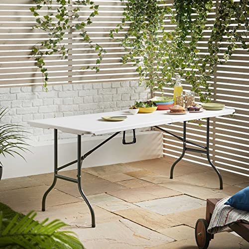 6ft Multi-Purpose Folding Trestle Table Indoor & Outdoor Portable Table for Camping, Garden, Picnics, Patios, Parties, Buffets, BBQ - Image 2