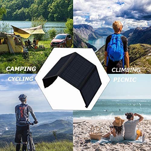 XINPUGUANG 28w Foldable Solar Charger Dual USB QC 3.0 Ports Portable 4 x 7w Solar Panel for Smartphone, Tablet, Camera, Powerbank, Camping Travel Outdoor Power charging (Black) - Image 7