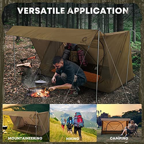 Gonex Ultralight 1 Person Backpacking Tent with Canopy, Waterproof Hiking Tent, Camping Shelter for Single Person, Outdoor Tent, Brown - Image 6