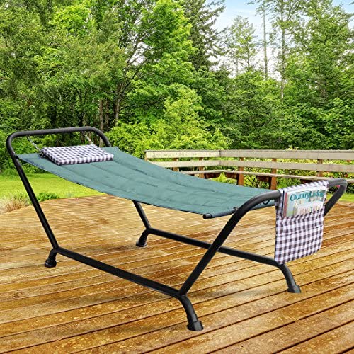 Sorbus Hammock Bed with Stand, Features Deluxe Pillow and Storage Pockets, Heavy Duty, Supports 500 Pounds, Great for Patio, Deck, Yard, Garden Camping Furniture - Image 2