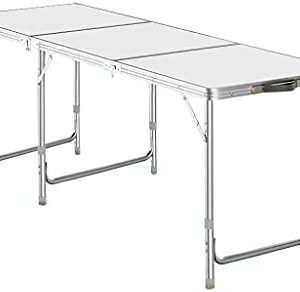 6FT Portable Adjustable Aluminium Alloy Folding Table Camping Outdoor Picnic BBQ