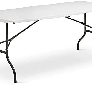 6ft Multi-Purpose Folding Trestle Table Indoor & Outdoor Portable Table for Camping, Garden, Picnics, Patios, Parties, Buffets, BBQ