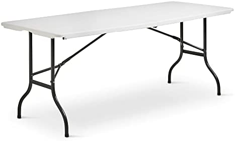 6ft Multi-Purpose Folding Trestle Table Indoor & Outdoor Portable Table for Camping, Garden, Picnics, Patios, Parties, Buffets, BBQ