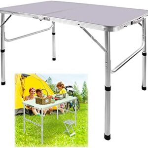 90cm Long Camping Table Outdoor White Folding Adjustable 3FT Aluminum Lightweight Picnic Table for Indoor Kitchen, Dinner, Catering, Buffet and Garden