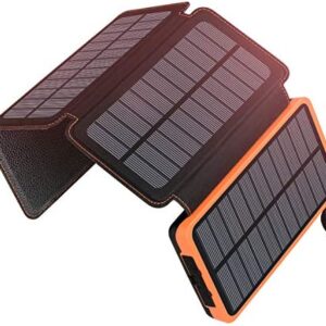 A ADDTOP Solar Charger Power Bank - 25000mAh Fast Charging Portable Charger with 4 Solar Panels Solar Cell Phone Charger External Battery Pack for Phone Tablet