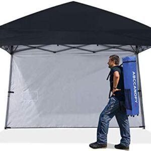 ABCCANOPY 3x3M Pop up Gazebo With One Side Panel Upgraded Bag, Stakes and Ropes (Slant legs,Black)