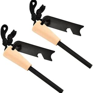 ADDLIVE Survival Fire Steel, 2 Set Magnesium Stick Fire Starter, Emergency Fire Starter Kit, Ferro Rod Fire Starter Large, Ferrocerium Stick Wooden Handle,Ignite Glow Fire Steel Outdoor Camping Living