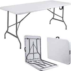 ANJI DEPOT Folding Trestle Table, Heavy Duty Trestle Picnic Garden Table (White)