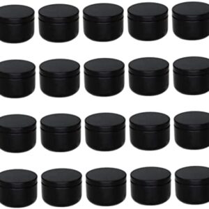 Aluminum Storage Jar Containers Refillable Metal Candle Tins with Cap for Candle Making, Arts Crafts, Kitchen Seasoning Storage 30 Pack Black Kits