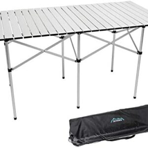 Andes Folding Aluminium Camping Table, Outdoor Picnic/Hiking/BBQ Table, Carry Bag Included, 140 x 70 x 70cm