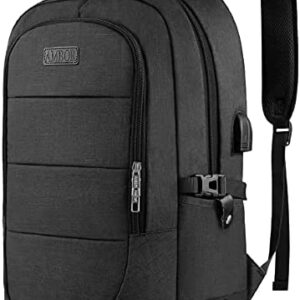 Anti-Theft Laptop Backpack,15.6-17.3 Inch Business Travel Laptop Rucksack Bag with USB Charging Port with Lock, Slim Water Resistant College School Computer Bag Daypack for Boys Girls-Black