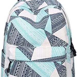 Backpack for Teens, Fashion Geometric Pattern Laptop Backpack College Bags Women Shoulder Bag Daypack Bookbags Travel Bag by Mygreen (Blue&Green&Orange)