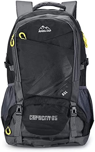 Black Jungle 65L Waterproof Travel Backpack, Hiking Backpack, Trekking Backpack for Sports, Camping, Bicycle Travel, Climbing, Riding and Travel with Large Capacity
