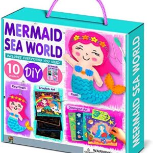 C.S. Kids BS11 My Mermaid Sea World 4-in-1 DIY Mega Kit for Kids (10 Arts and Crafts Projects: Sewing Kits for Doll and Keychain, Scratch Art, Diamond Art) Handcraft / Creative Art / DIY
