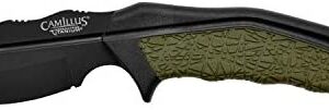Camillus HT-8.5 Fixed Blade Knife, with Sheath, 3.5" / 8.9 cm Carbonitride Titanium AUS-8 Blade, GFN/TPR Handle, Black/Green, 8.5" / 21.6 cm