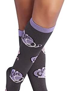 Cherokee Printsupport Women 12 mmHg Support Socks, Plus, Heart Scopes - Heart Scopes,Plus, Heart Scopes, One Size