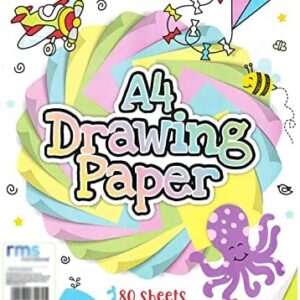 Coloured Paper Drawing Pad Sheet (Pack of 80 Sheets) Plain Paper Sketch Book for Kids Arts & Crafts, Drawing, Painting & Scrapbooking