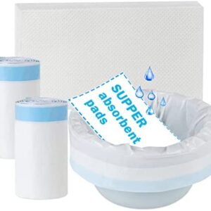 Commode Liner with Absorbent Pads Pack of 40 Super Absorbent Disposable Commode/Bed Pan Liners Disposable Waste Bags for Commode Chair,Portable Toilet Bags,Camping Toilet Bags-Universal