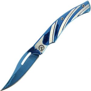 DNA Shiny Blue and White Less than 3" Non Locking Pocket Folding Foldable EDC Utility Knife 7cm Blade