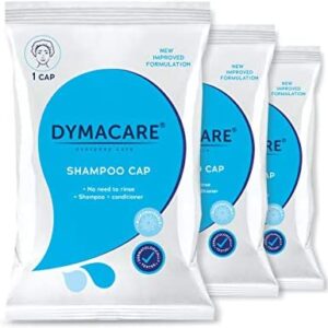 DYMACARE No Rinse Shampoo Cap | Rinse Free Shower Cap that Shampoos & Conditions | PH Balanced & Hypoallergenic Waterless Hair Wash | 3 Caps