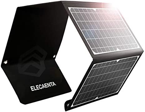ELECAENTA 30W ETFE Foldable Solar Charger 3 USB Ports PD18W QC3.0 Type-C Zipper Protection Portable Solar Panel Kit Waterproof for Cell Phone Smartphone Tablet Powerbank Camera Outdoor Camping Travel