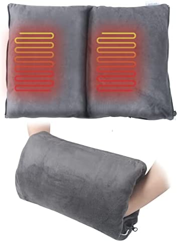 Electric Heated Hand Warmer Pouch & Heating Pad, Heated Hand Muffs with 3 Heating Setting, 5V USB Fast Heating Hand Warmer for Women & Men, Grey
