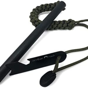 Ember Rock XXL Firesteel Fire Starter - Huge Survival Ferrocerium Rod 152mm x 12.7mm - Paracord Lanyard with Multi Tool Scraper