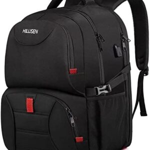 Extra Large Backpack for Men 50L,Lunch Backpack Work Bag Travel Laptop Backpack 17.3 Inch with USB Charging Port,Water Resistant Big Business Computer Rucksack for Men Women College School Black