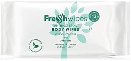 FRE SHWIPES Fragrance Free/Unscented Large Antibacterial & Biodegradable Chlorhexidine Body Wipes for Adults