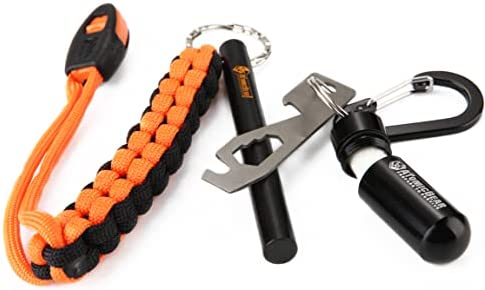 Ferro Rod Fire Starter Survival Tool Kit for Hiking, Camping and Emergency Preparedness - Flint and Steel Fire Starter Kit with it Paracord Tool and Whistle for Survival Gear and Equipment