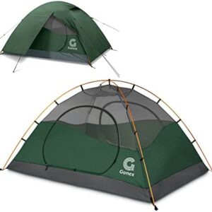 Gonex Lightweight 2/4 Person Camping Tent, Waterproof Backpacking Tent, Double Layer Dome Tent with Aluminum Poles, Easy Set-Up