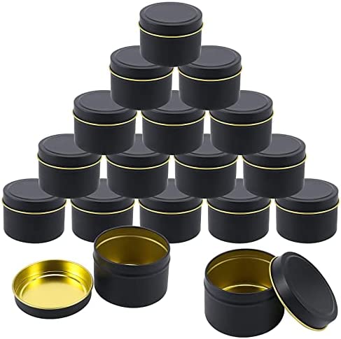 HAKZEON 24 PCS 4 oz Black Candle Tins, Candle Containers for Making Candles, Arts & Crafts Projects