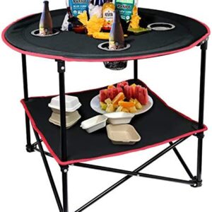 HANGOU Camping Table Portable Lightweight Folding Picnic Table with Carry Bag, for Outdoor,Picnic,Beach,Hiking (Red) (Red)