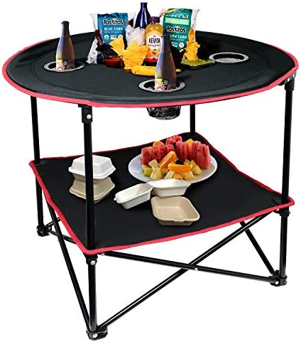 HANGOU Camping Table Portable Lightweight Folding Picnic Table with Carry Bag, for Outdoor,Picnic,Beach,Hiking (Red) (Red)