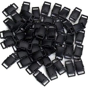 HONGCI 50PCS Contoured Side Release Plastic Mini Buckles 3/8 Inch for Paracord Bracelets, Dog Collar, Webbing, Bushcraft, Backpack Accessories,Tent