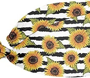 HUGS IDEA Working Cap with Sweatband, Adjustable Scrub Caps Tie Back Hats for Men Women, Halloween Pumpkin Flower Alpaca