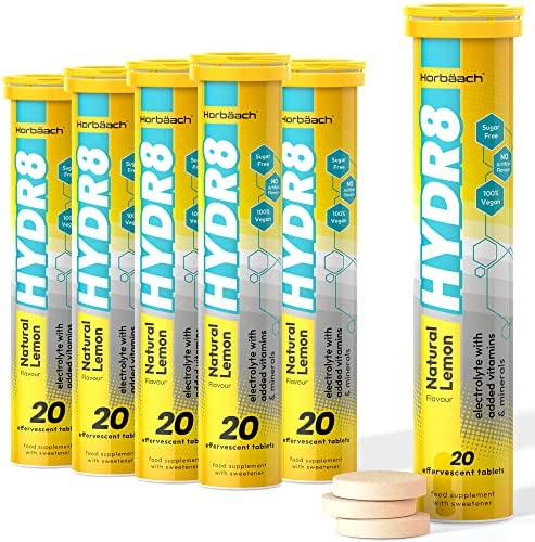 Hydration Tablets with Electrolytes | 120 Effervescent Tablets - 6 Pack | Suitable for Vegans & Vegetarians | by Horbaach