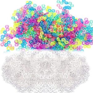 IYBQIU 1000 Pcs Refills Loom Band Hooks S Clips Loom Bands Bracelet Connector for Weaving Necklace Jewelry Accessories Craft Making Loom Bands S Clips, Multicoloured