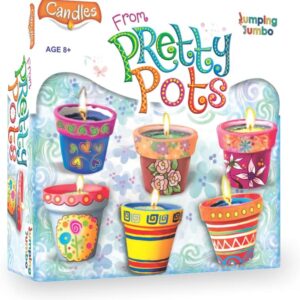 JumpingJumbo Candles from Pretty Pots, Candle Making, DIY Candle Making Kit for Kids, Art and Craft Activity Kit, Complete Candle Making kit for Beginners, Paint The pots and Make Candles