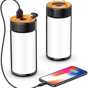 LED Camping Lights, CT CAPETRONIX Rechargeable Camping Lanterns with 400LM 5 Light Modes Water-Resistant, Portable Emergency Tent Lights for Camping Power Cuts (2-Pack, Black & Orange)