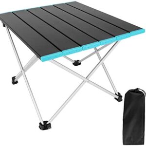 Luckits Portable Camping Table with Aluminum Folding Table Top and Carrying Bag, Folding Camp Table to Camp, Boat, Cooking, BBQ, Home Use, Bach Table, Easy to Clean
