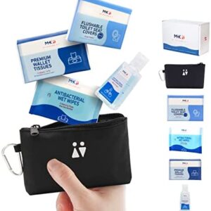 MHK Mini Public Toilet Survival Pack | Toilet Seat Covers, Antibacterial Wet Wipes, Hand Sanitiser Gel, Tissues for Travel, Festivals, Car, Work, Camping, Holiday | Small Hygiene Accessories | Gift |
