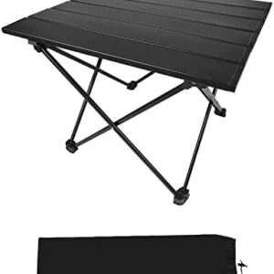 MOXTOYU Folding Table, Camping Table with Aviation Aluminum Alloy Top, Small Folding Table with Carry Bag and Storage Rope, Lightweight Folding Table for Outdoor Picnic, Hiking, Fishing(35*40*32cm)