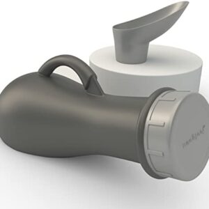 Medipaq Leakproof Unisex Portable Urinal Toilet - Urine Bottle with Female Urinal Attachment - Male Urinal Bottle - Wee Bottle for She/He - Travel Urinal - Pee Bottles for Men - Silver