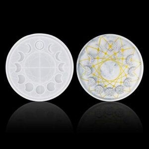 Moon Phase Clock Resin Molds Lunar Eclipse Astronomy Crescent Casting Epoxy Resin Mold for DIY Full Moon Clock Geode Agate Tray Coasters Wall Hanging Home Decoration Crafts