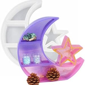 Moon Star Jewelry Organizer Resin Mold Silicone Crescent Display Stand Tray Epoxy Casting Mould DIY Trinket Holder Storage Rack Resin Accessories Art Crafts Gift Home Decor