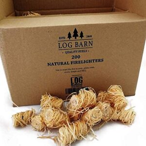 Natural Eco Wood Firelighters - Wood Wool Flame Fire Starters Great for Lighting Fires in Stoves, BBQ's, Pizza Ovens & Smokers, Safe Charcoal Starter for Lighting A Charcoal Barbecue (200pc)