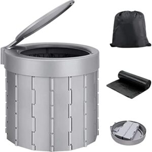 OOCOME Portable Camping Toilet with Lid for Adults, Folding Toilet Waterproof Travel Toilet Portable Potty Commode Emergency Toilet for Camping, Car, Outdoor, Long Trip, Traffic Jam